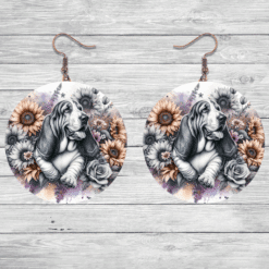 Basset Hound in Flowers Round Earrings - Lifestyle