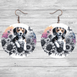 Beagle in Flowers Round Earrings - Lifestyle