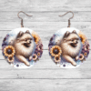 Beige Pomeranian in Flowers Round Earrings - Lifestyle