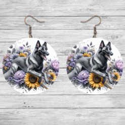 Belgian Malinois in Flowers Round Earrings - Lifestyle
