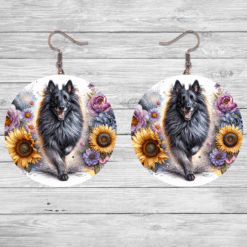 Belgian Tervuren in Flowers Round Earrings - Lifestyle