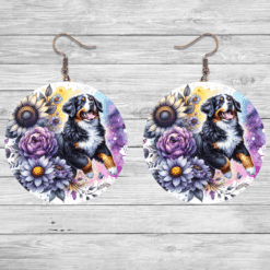 Bernese Mountain Dog in Flowers Round Earrings - Lifestyle