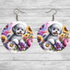 Bichon Frise in Flowers Round Earrings - Lifestyle