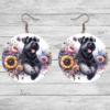 Black Russian Terrier in Flowers Round Earrings - Lifestyle