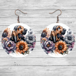 Bloodhound in Flowers Round Earrings - Lifestyle
