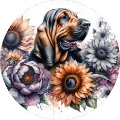 Bloodhound in Flowers Round Earrings - Render