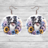 Border Collie in Flowers Round Earrings - Lifestyle