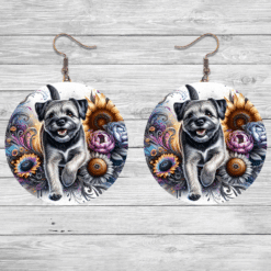 Border Terrier in Flowers Round Earrings - Lifestyle