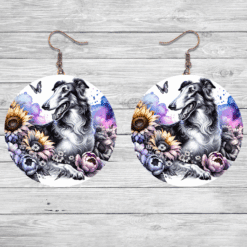 Borzoi in Flowers Round Earrings - Lifestyle