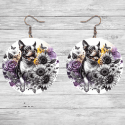 Boston Terrier in Flowers Round Earrings - Lifestyle
