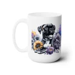 Boxer in Flowers 15oz Mug - Left