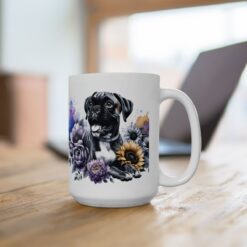 Boxer in Flowers 15oz Mug - Lifestyle