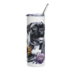 Boxer in Flowers 20oz Tumbler - Front