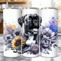 Boxer in Flowers 20oz Tumbler - Lifestyle