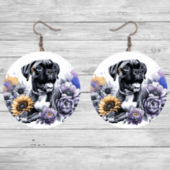 Boxer in Flowers Round Earrings - Lifestyle