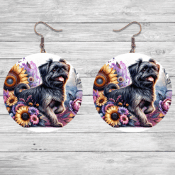 Brussels Griffon in Flowers Round Earrings - Lifestyle
