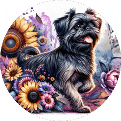 Brussels Griffon in Flowers Round Earrings - Render