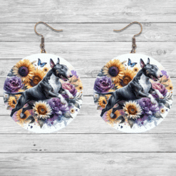 Bull Terrier in Flowers Round Earrings - Lifestyle