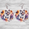 Bulldog in Flowers Round Earrings - Lifestyle