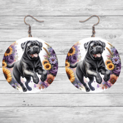 Bullmastiff in Flowers Round Earrings - Lifestyle