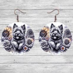 Cairn Terrier in Flowers Round Earrings - Lifestyle