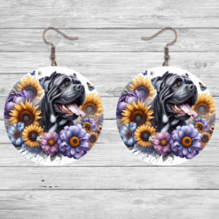 Cane Corso in Flowers Round Earrings - Lifestyle