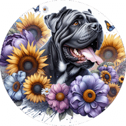 Cane Corso in Flowers Round Earrings - Render