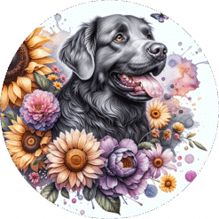 Chesapeake Bay Retriever in Flowers Round Earrings - Render