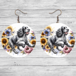 Clumber Spaniel in Flowers Round Earrings - Lifestyle