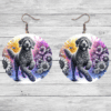 Curly-Coated Retriever in Flowers Round Earrings - Lifestyle