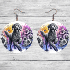 Curly-Coated Retriever in Flowers Round Earrings - Lifestyle