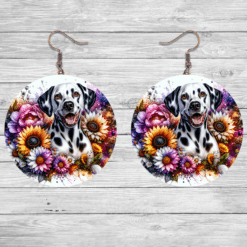 Dalmatian in Flowers Round Earrings - Lifestyle