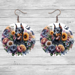 Doberman Pinscher in Flowers Round Earrings - Lifestyle