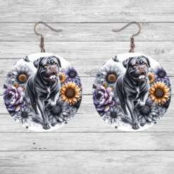 Dogue de Bordeaux in Flowers Round Earrings - Lifestyle