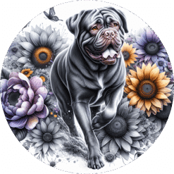 Dogue de Bordeaux in Flowers Round Earrings - Render