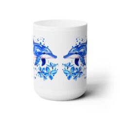 Dolphin Blue Floral 15oz Mug - Front