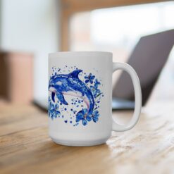 Dolphin Blue Floral 15oz Mug - Lifestyle