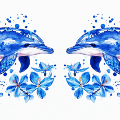 Dolphin Blue Floral 15oz Mug - Render