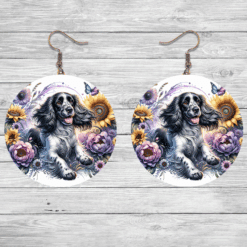 English Springer Spaniel in Flowers Round Earrings - Lifestyle