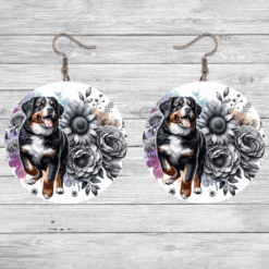 Entlebucher Mountain Dog in Flowers Round Earrings - Lifestyle