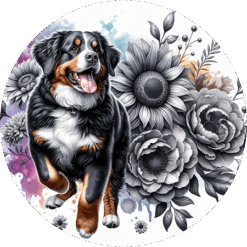 Entlebucher Mountain Dog in Flowers Round Earrings - Render