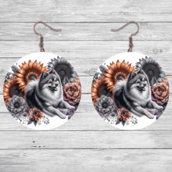 Finnish Spitz in Flowers Round Earrings - Lifestyle