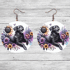 Flat-Coated Retriever in Flowers Round Earrings - Lifestyle
