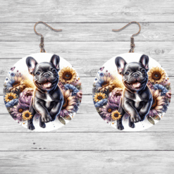 French Bulldog in Flowers Round Earrings - Lifestyle