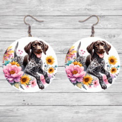 German Shorthaired Pointer in Flowers Round Earrings - Lifestyle