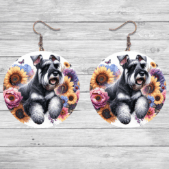 Giant Schnauzer in Flowers Round Earrings - Lifestyle