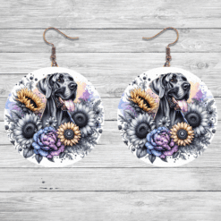Great Dane in Flowers Round Earrings - Lifestyle