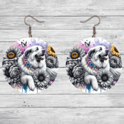 Great Pyrenees in Flowers Round Earrings - Lifestyle
