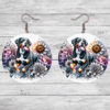 Greater Swiss Mountain Dog in Flowers Round Earrings - Lifestyle