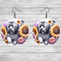 Havanese in Flowers Round Earrings - Lifestyle